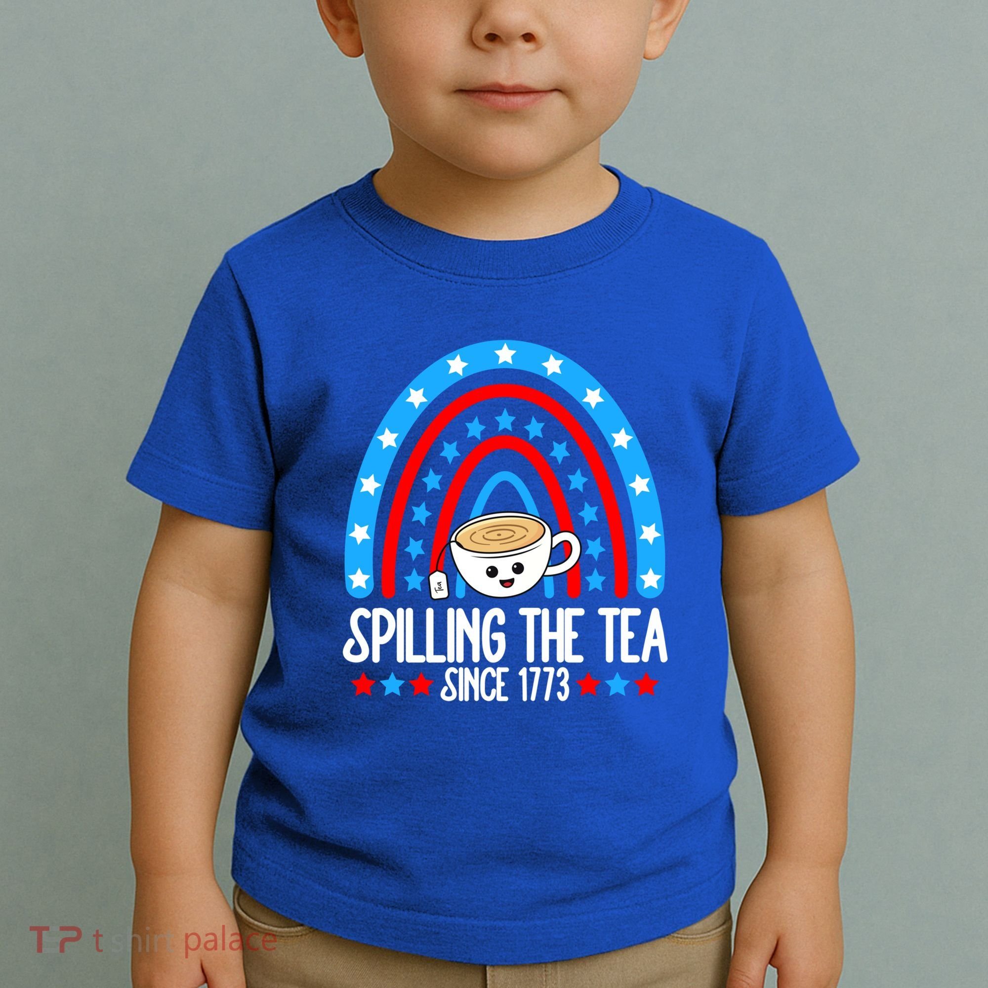 Spilling The Tea Since 1773 4th Of July Rainbow For Teacher Gift Toddler T-Shirt