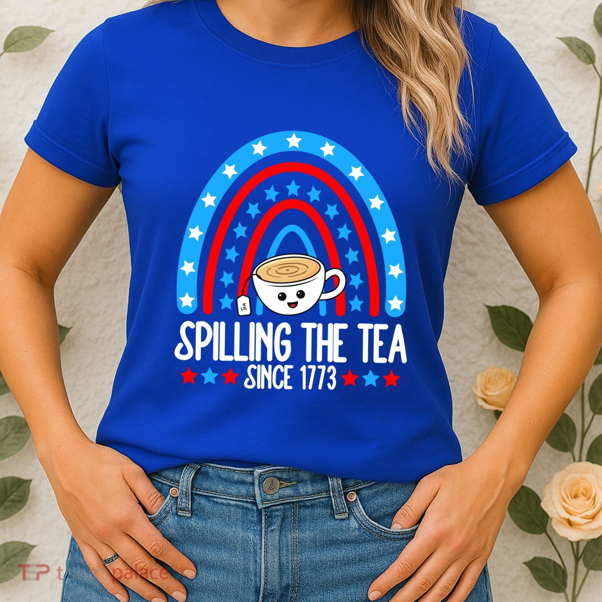 Spilling The Tea Since 1773 4th Of July Rainbow For Teacher Gift Women's T-Shirt