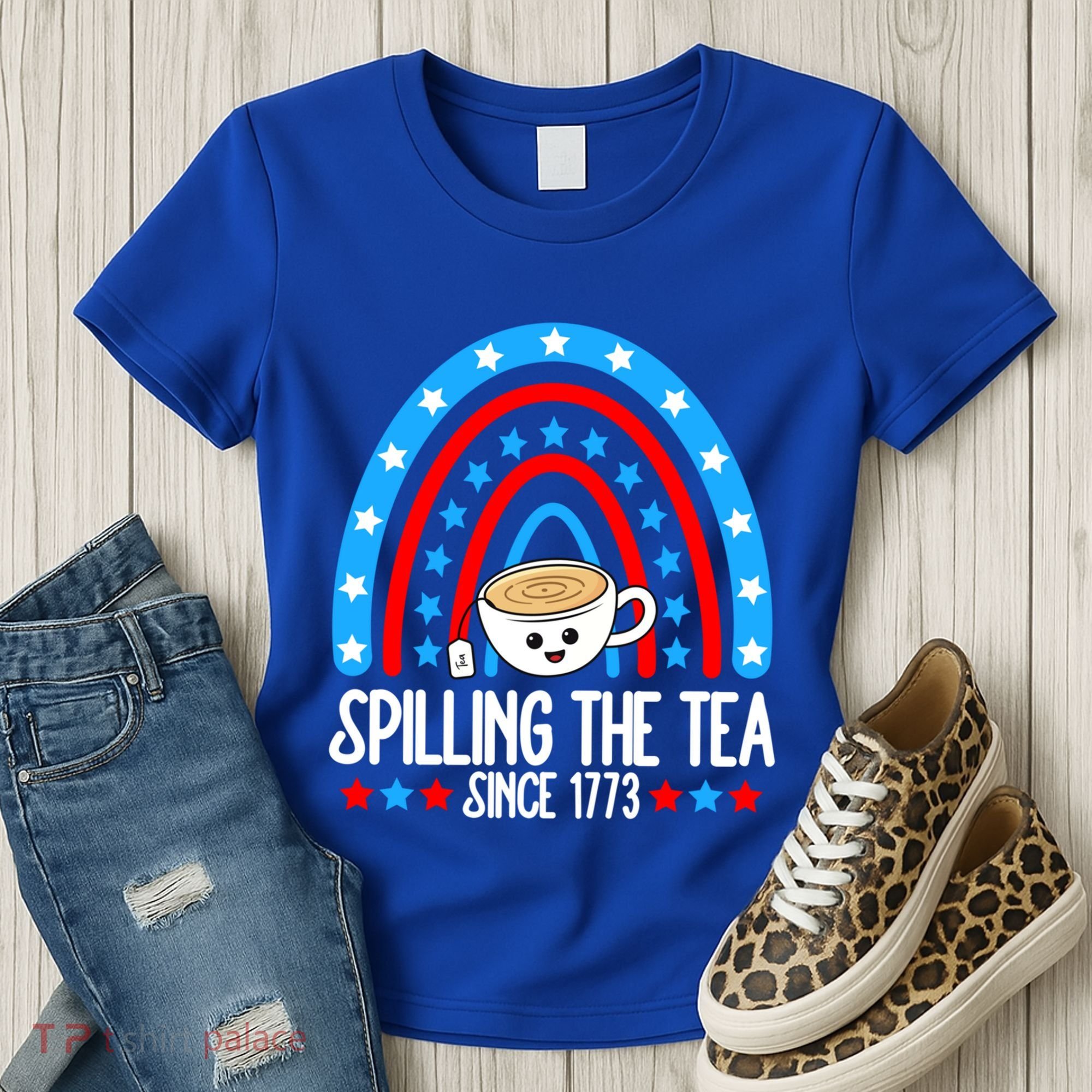 Spilling The Tea Since 1773 4th Of July Rainbow For Teacher Gift Women's T-Shirt