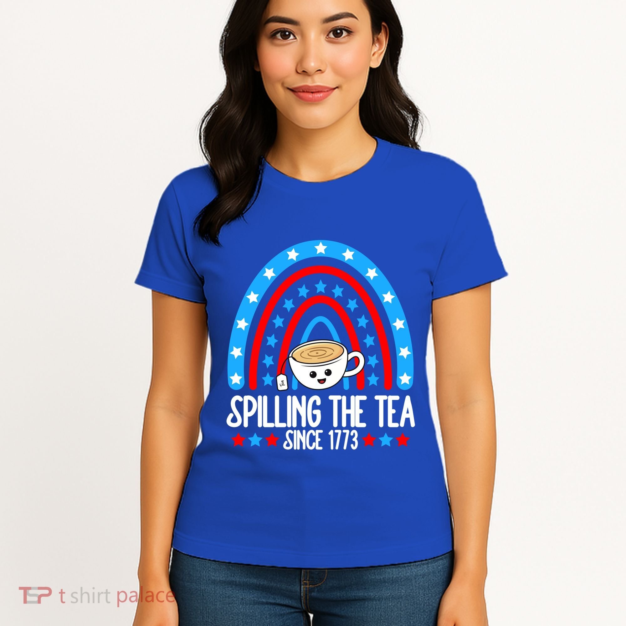 Spilling The Tea Since 1773 4th Of July Rainbow For Teacher Gift Women's T-Shirt