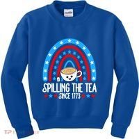 Spilling The Tea Since 1773 4th Of July Rainbow For Teacher Gift Kids Sweatshirt thumb 0