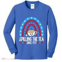 Spilling The Tea Since 1773 4th Of July Rainbow For Teacher Gift Kids Long Sleeve Shirt thumb 0