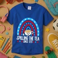 Spilling The Tea Since 1773 4th Of July Rainbow For Teacher Gift Kids T-Shirt thumb 3