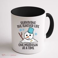Surviving The Teacher Life One Meltdown At A Time Snowman Coffee Mug thumb 1