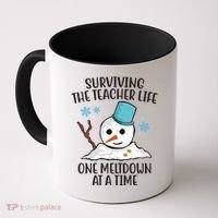 Surviving The Teacher Life One Meltdown At A Time Snowman Coffee Mug thumb 0