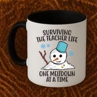 Surviving The Teacher Life One Meltdown At A Time Snowman Coffee Mug thumb 2