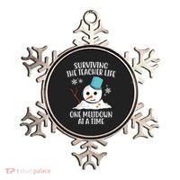Surviving The Teacher Life One Meltdown At A Time Snowman Ornament thumb 0