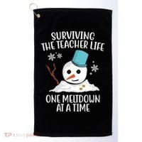 Surviving The Teacher Life One Meltdown At A Time Snowman Golf Towel thumb 0