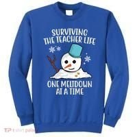 Surviving The Teacher Life One Meltdown At A Time Snowman Sweatshirt thumb 0