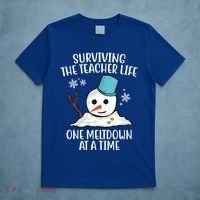 Surviving The Teacher Life One Meltdown At A Time Snowman T-Shirt thumb 5