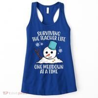 Surviving The Teacher Life One Meltdown At A Time Snowman Women's Tank Top thumb 0