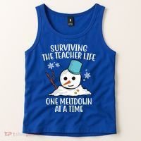 Surviving The Teacher Life One Meltdown At A Time Snowman Tank Top thumb 2