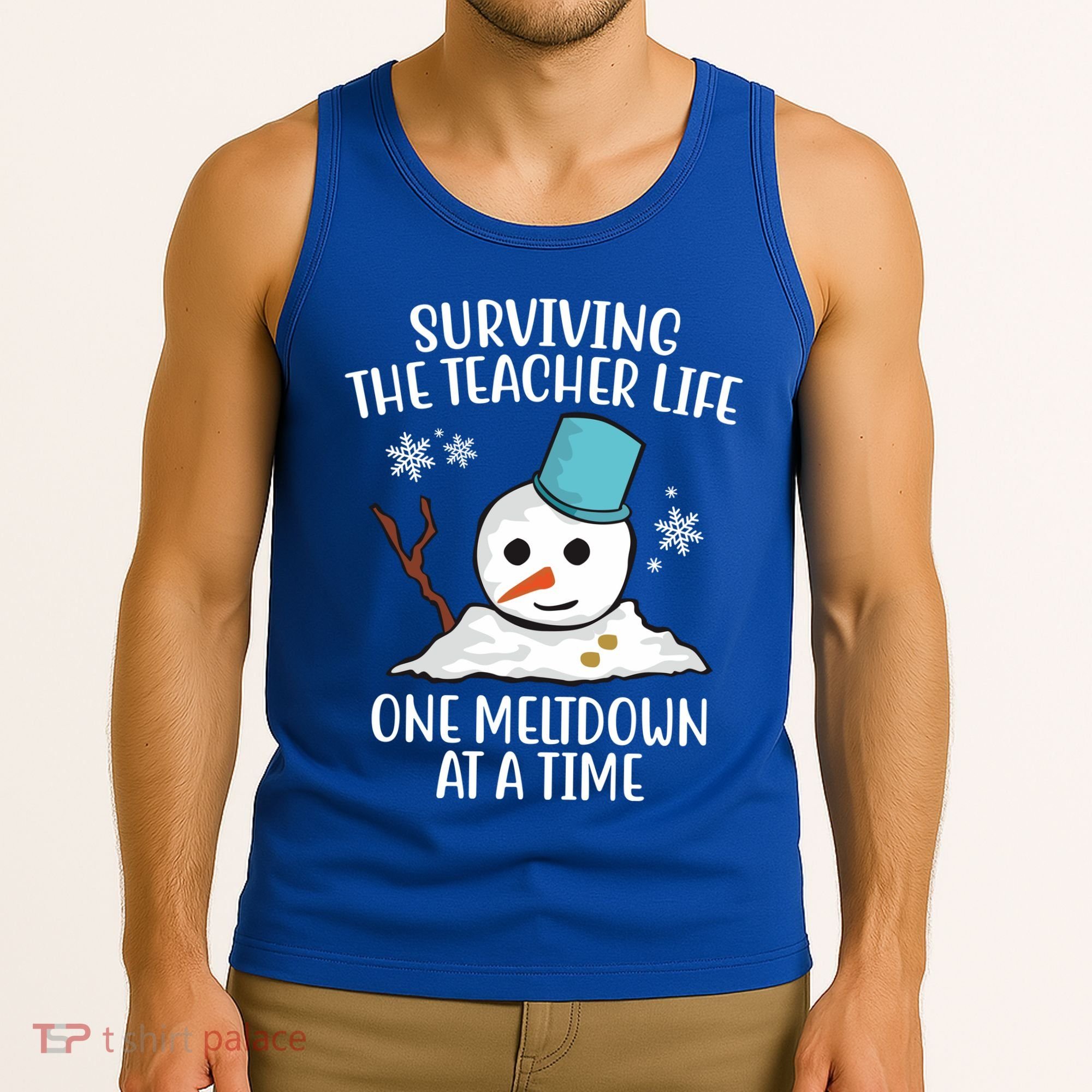 Surviving The Teacher Life One Meltdown At A Time Snowman Tank Top
