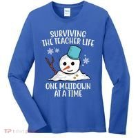 Surviving The Teacher Life One Meltdown At A Time Snowman Women's Long Sleeve Shirt thumb 0
