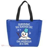 Surviving The Teacher Life One Meltdown At A Time Snowman Tote Bag thumb 0