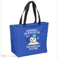 Surviving The Teacher Life One Meltdown At A Time Snowman Tote Bag thumb 2