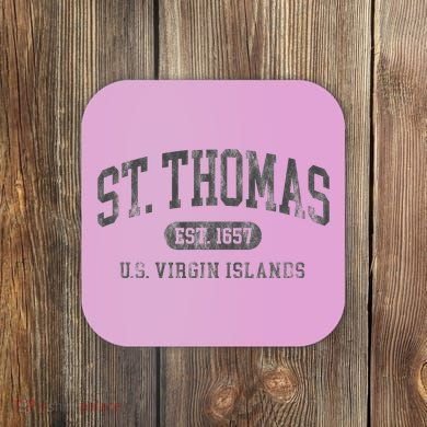 St Thomas Usvi Throwback Text Vacation Souvenir Coaster
