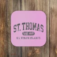 St Thomas Usvi Throwback Text Vacation Souvenir Coaster thumb 0
