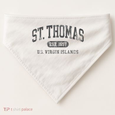 St Thomas Usvi Throwback Text Vacation Souvenir USA-Made Doggie Bandana