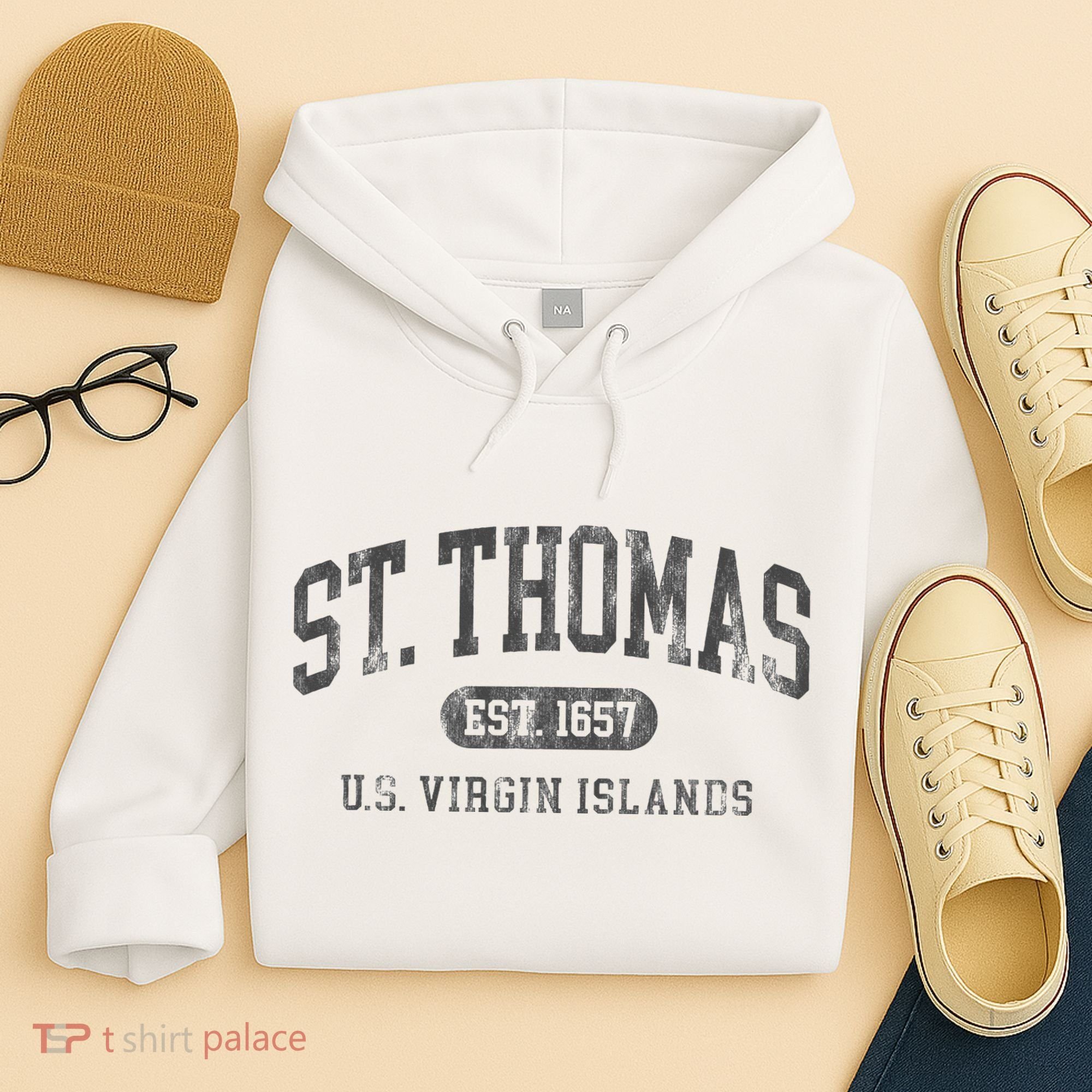 St Thomas Usvi Throwback Text Vacation Souvenir Hoodie