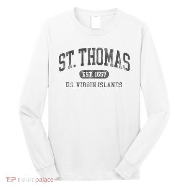 St Thomas Usvi Throwback Text Vacation Souvenir Long Sleeve Shirt