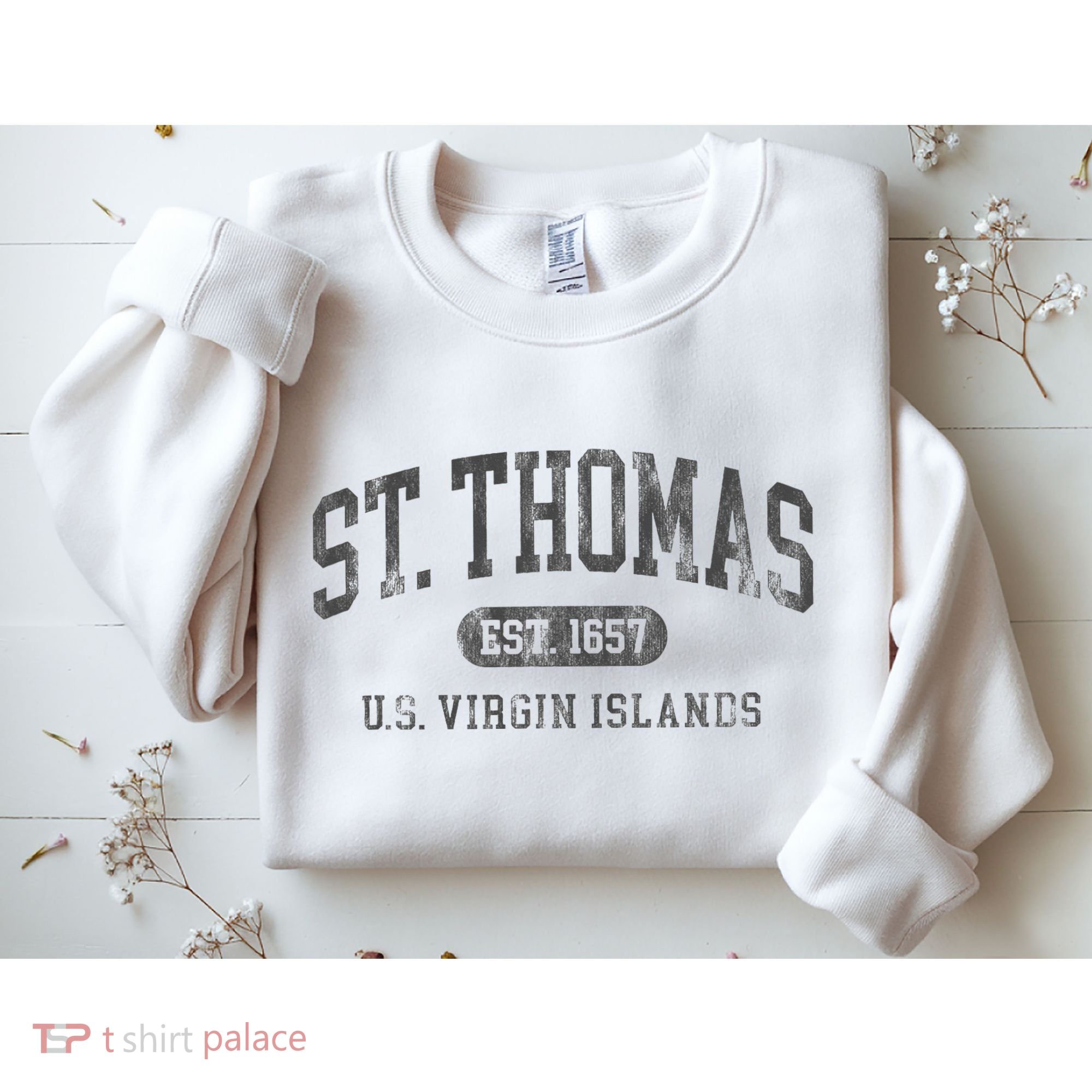 St Thomas Usvi Throwback Text Vacation Souvenir Sweatshirt