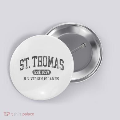 St Thomas Usvi Throwback Text Vacation Souvenir Button