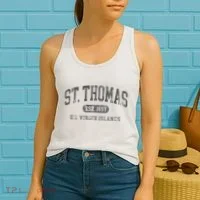 St Thomas Usvi Throwback Text Vacation Souvenir Women's Tank Top thumb 2