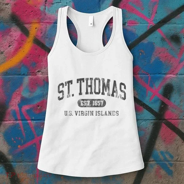 St Thomas Usvi Throwback Text Vacation Souvenir Women's Tank Top