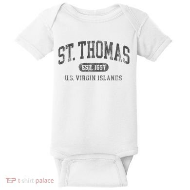 St Thomas Usvi Throwback Text Vacation Souvenir Baby Bodysuit