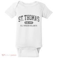 St Thomas Usvi Throwback Text Vacation Souvenir Baby Bodysuit thumb 0