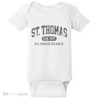St Thomas Usvi Throwback Text Vacation Souvenir Baby Bodysuit thumb 0