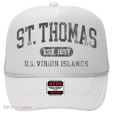 St Thomas Usvi Throwback Text Vacation Souvenir Hat