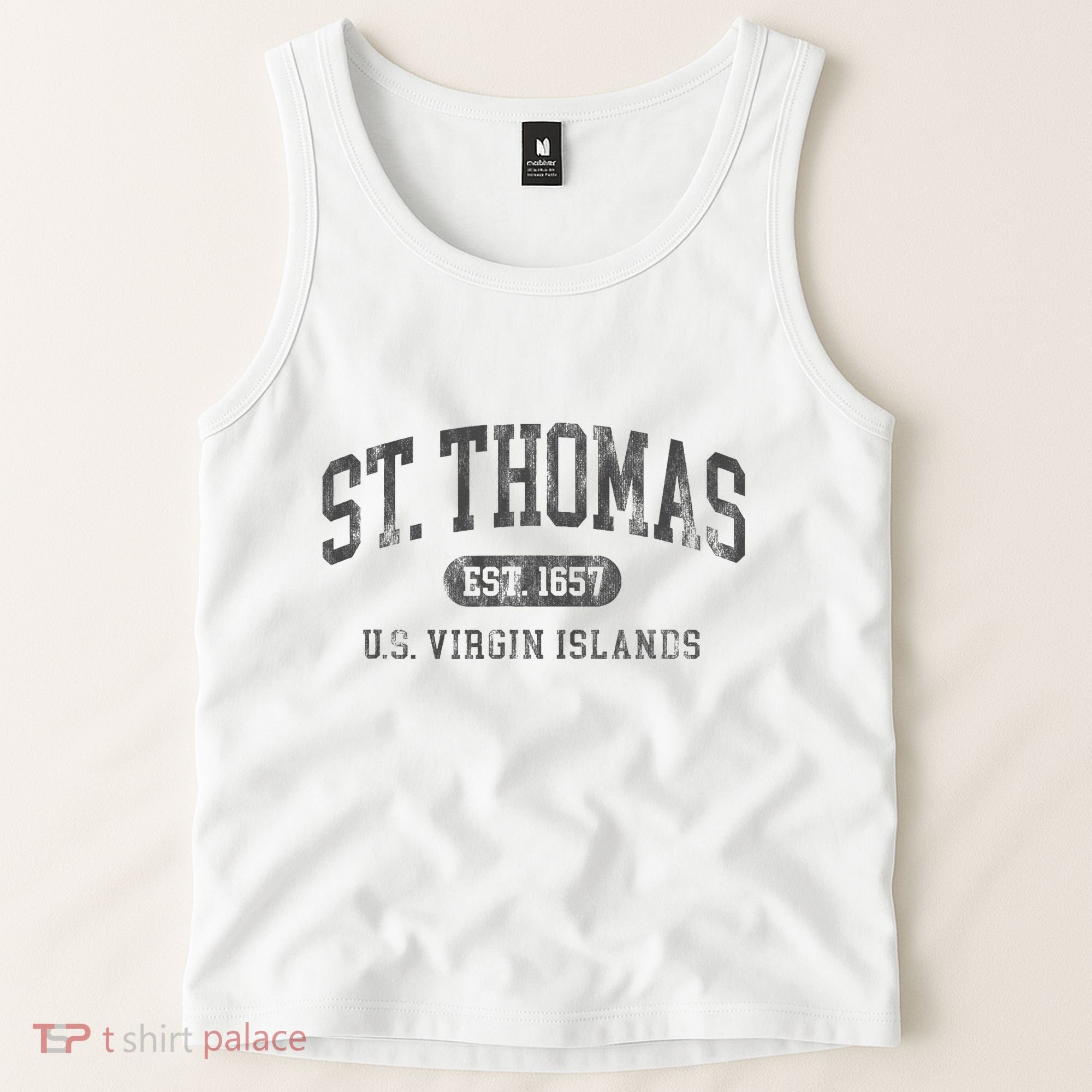 St Thomas Usvi Throwback Text Vacation Souvenir Tank Top