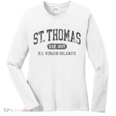 St Thomas Usvi Throwback Text Vacation Souvenir Women's Long Sleeve Shirt