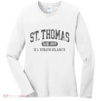 St Thomas Usvi Throwback Text Vacation Souvenir Women's Long Sleeve Shirt thumb 0