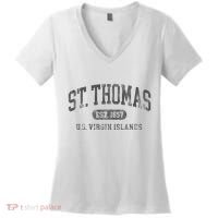 St Thomas Usvi Throwback Text Vacation Souvenir Women's V-Neck T-Shirt thumb 0