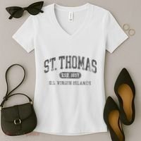St Thomas Usvi Throwback Text Vacation Souvenir Women's V-Neck T-Shirt thumb 2