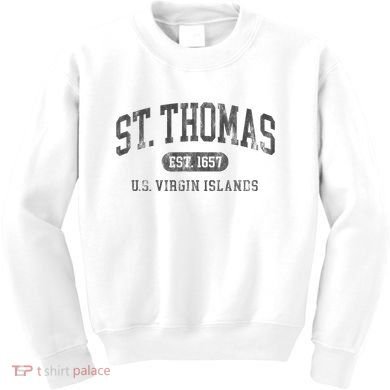 St Thomas Usvi Throwback Text Vacation Souvenir Kids Sweatshirt
