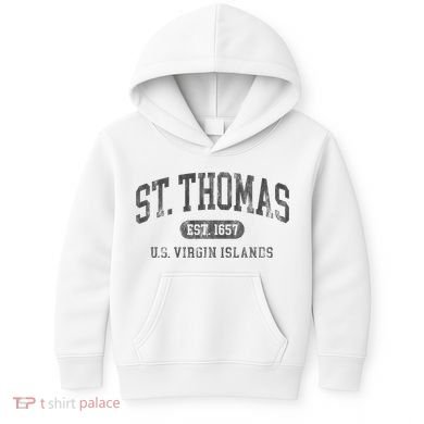 St Thomas Usvi Throwback Text Vacation Souvenir Kids Hoodie