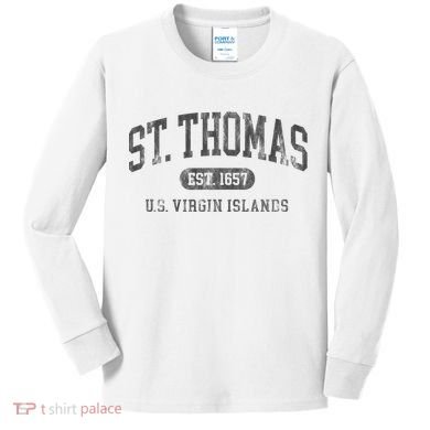St Thomas Usvi Throwback Text Vacation Souvenir Kids Long Sleeve Shirt