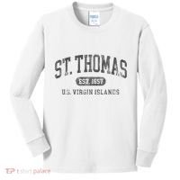 St Thomas Usvi Throwback Text Vacation Souvenir Kids Long Sleeve Shirt thumb 0