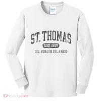 St Thomas Usvi Throwback Text Vacation Souvenir Kids Long Sleeve Shirt thumb 0