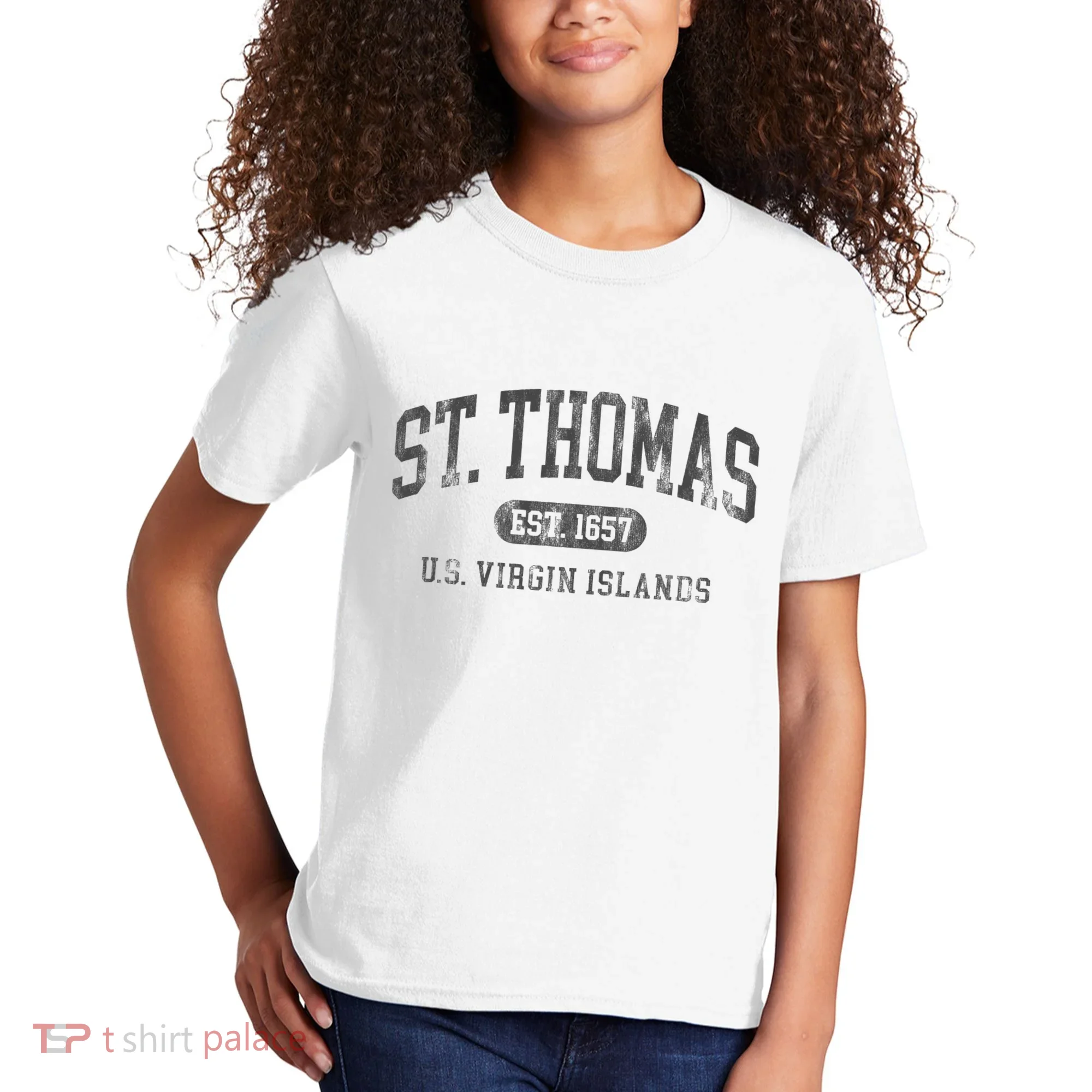 St Thomas Usvi Throwback Text Vacation Souvenir Kids T-Shirt