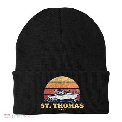 Saint Thomas USVI Vintage Boating 70s Retro Boat Design  Beanie