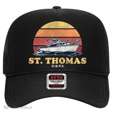 Saint Thomas USVI Vintage Boating 70s Retro Boat Design  Hat