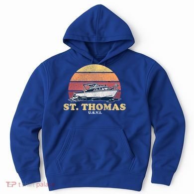 Saint Thomas USVI Vintage Boating 70s Retro Boat Design  Hoodie