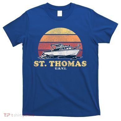 Saint Thomas USVI Vintage Boating 70s Retro Boat Design  T-Shirt