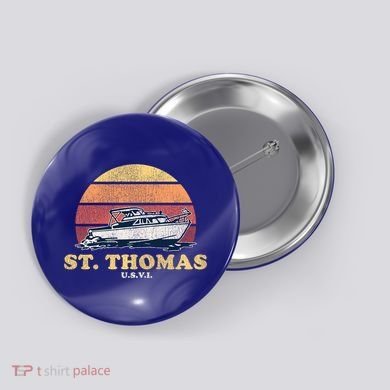 Saint Thomas USVI Vintage Boating 70s Retro Boat Design  Button