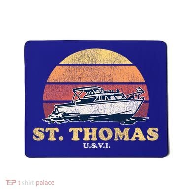 Saint Thomas USVI Vintage Boating 70s Retro Boat Design  Mousepad